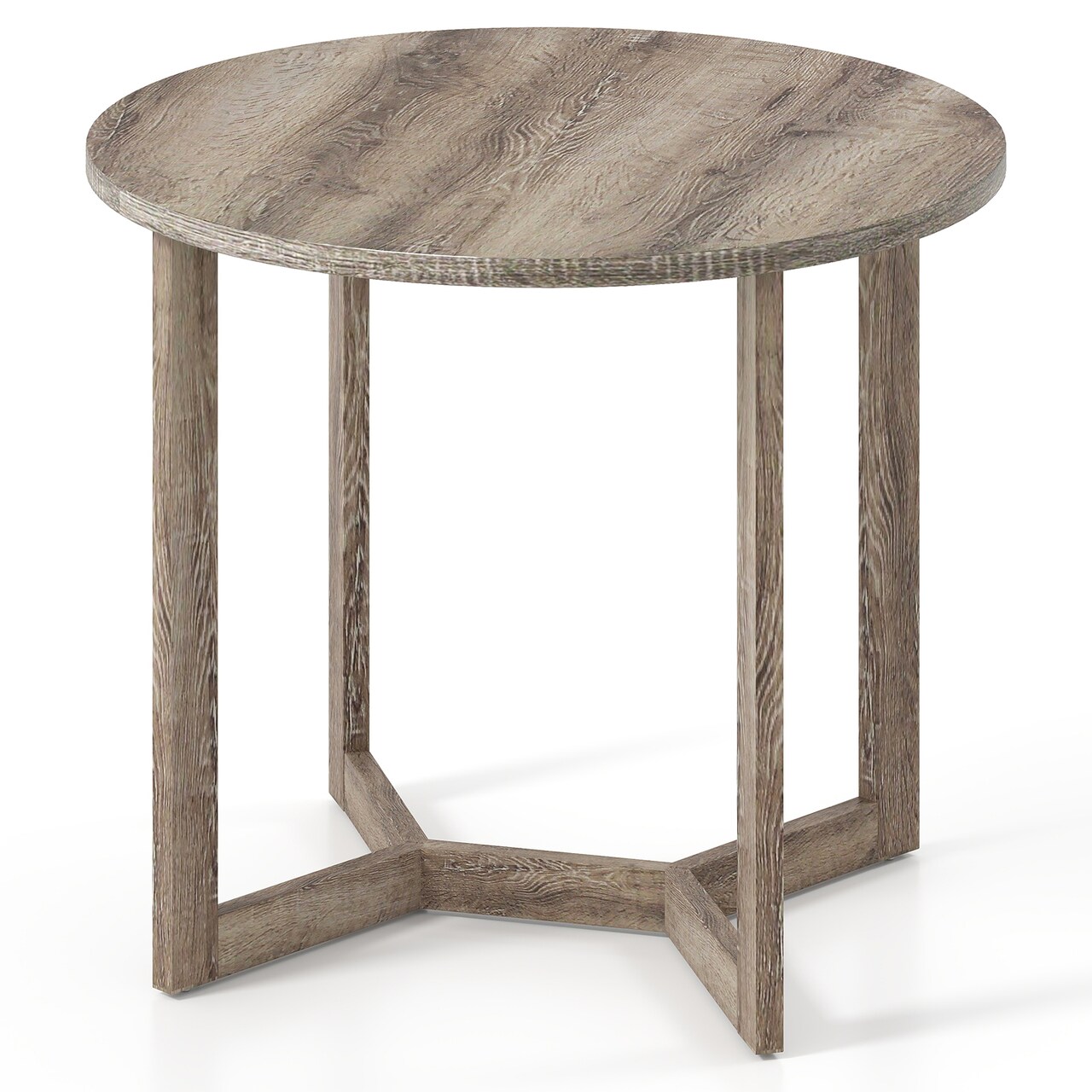 Rubber Wood Farmhouse Dining Table with Wing-Shaped Pedestal Base